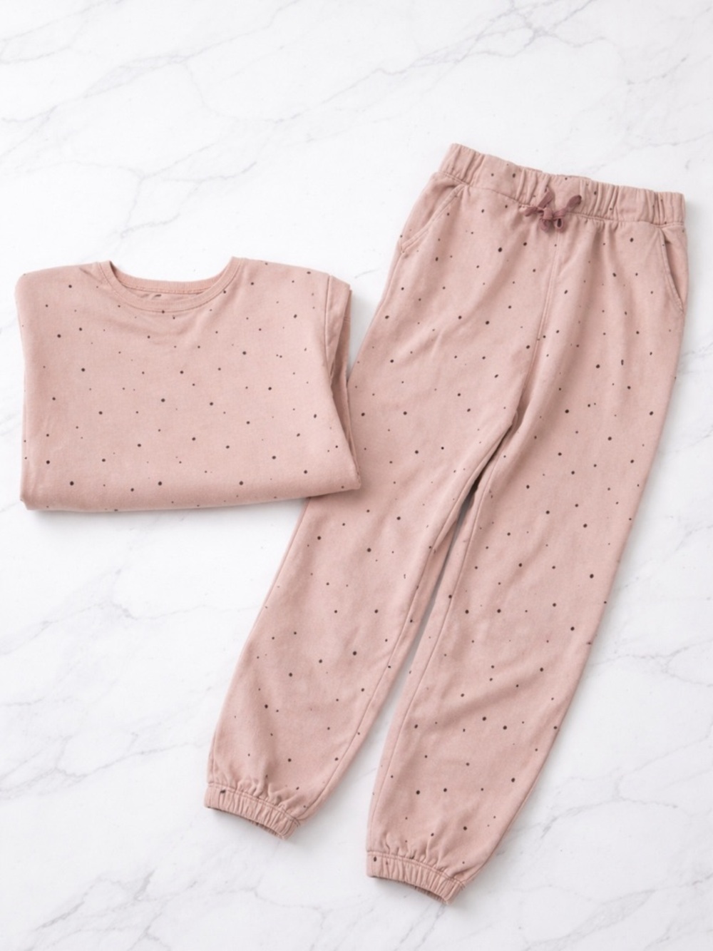 Cat & Jack Pink Speckled Sweatshirt Set & Lavender Hoodie Joggers Bundle XL